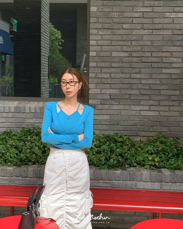 工裝抓皺反摺長裙
